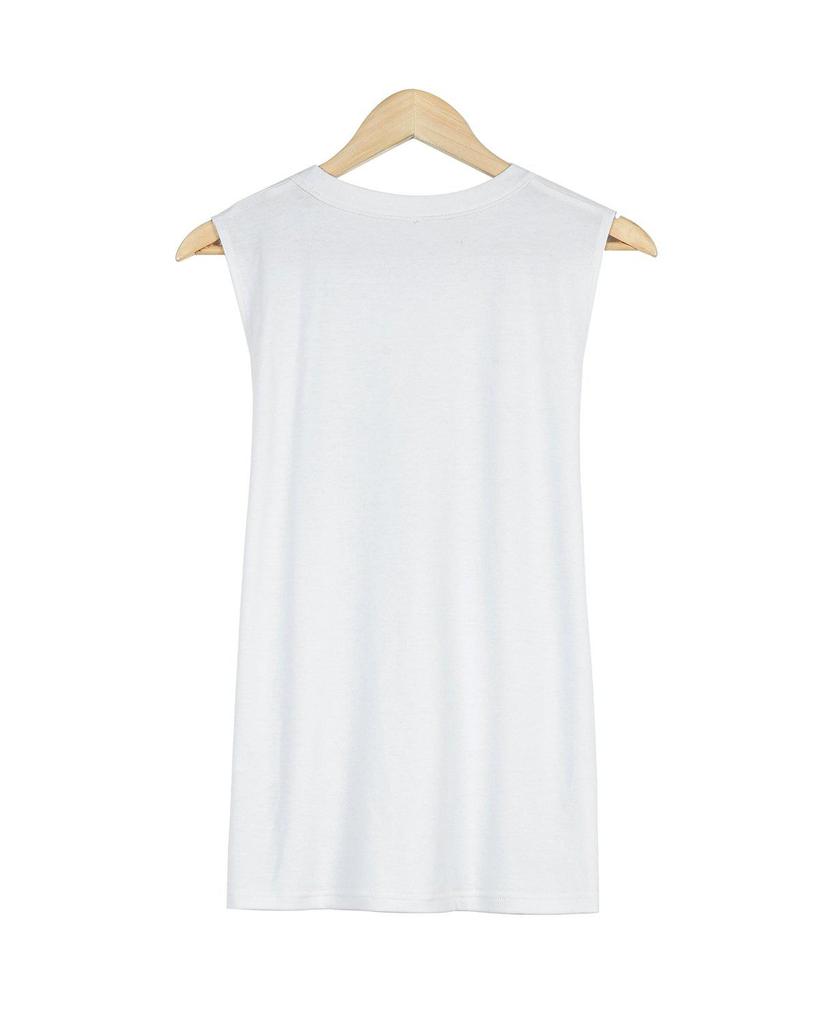 Simple Round Neck Print Sleeveless Top