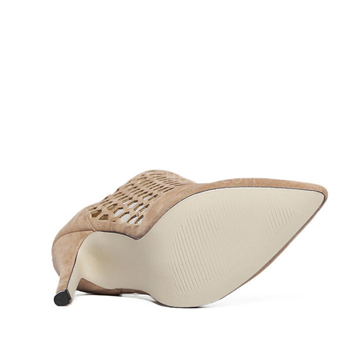 Cavity style hollow pointed high-heeled boots