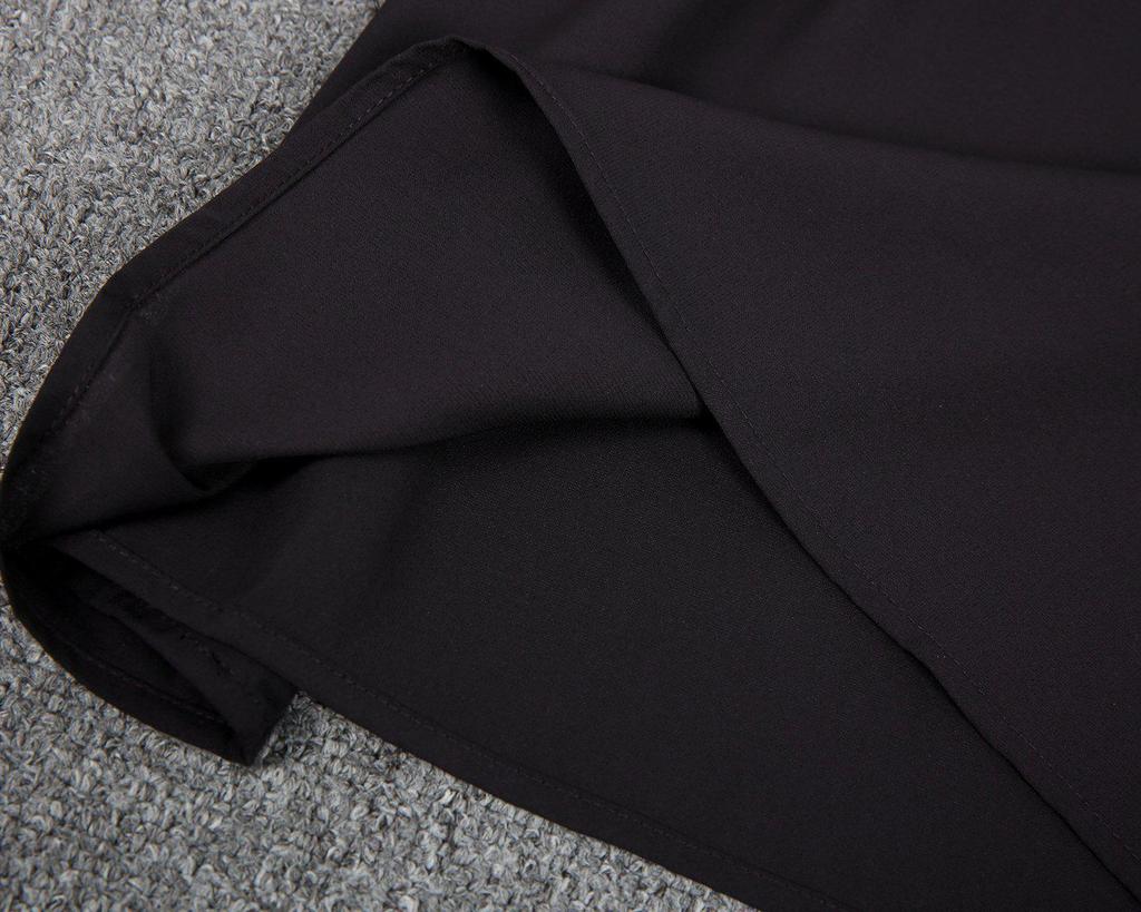 Chic Notched Neckline Short Sleeve Black Top