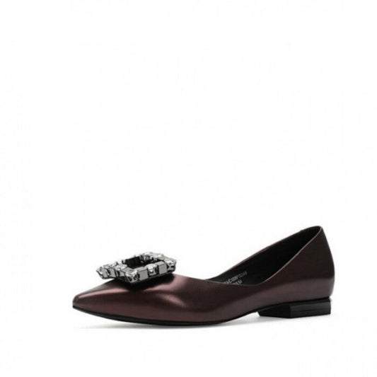 Pointed Toe Square Rhinestone Detail Pumps Shoes