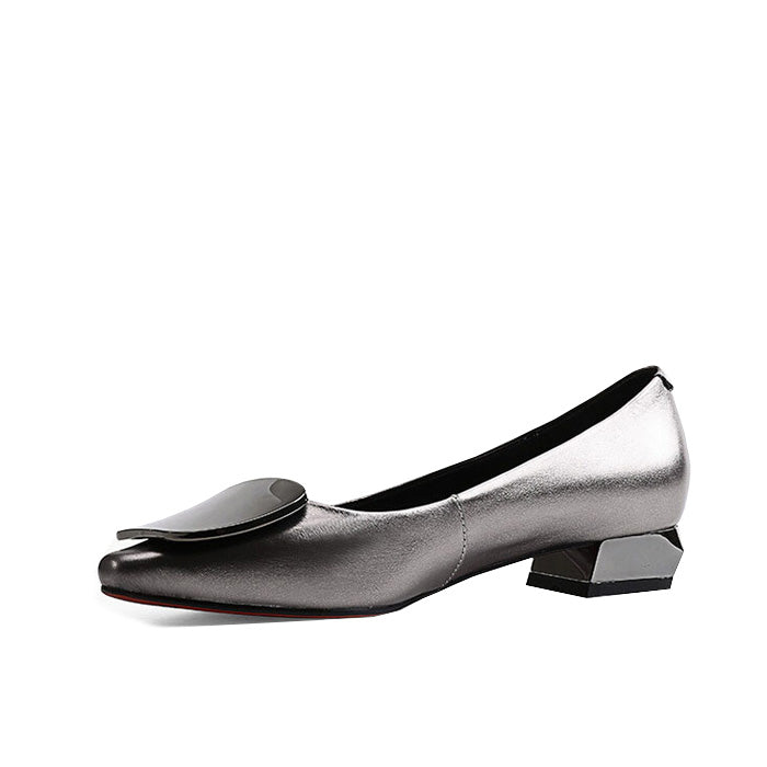 Pointed Toe Buckle Chunky Pumps