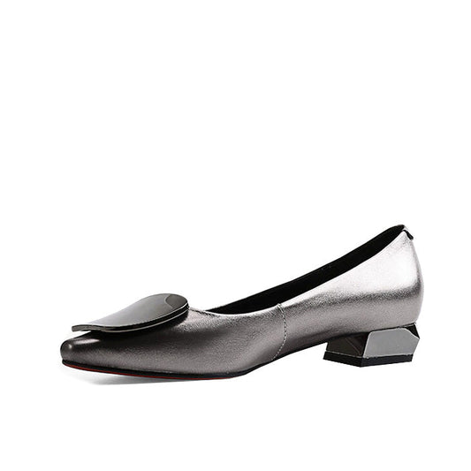 Pointed Toe Buckle Chunky Pumps
