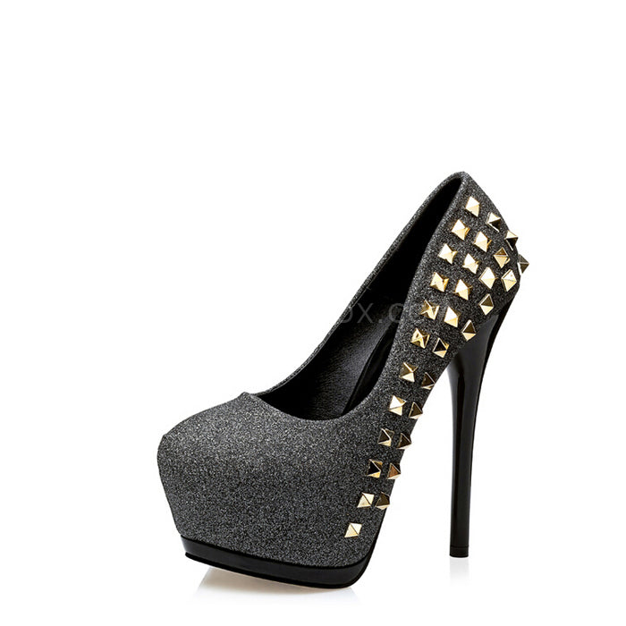 Women's super high heels platform rivets sexy shoes