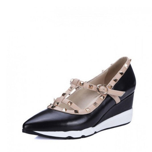 Fashion rivets single pointed shoes