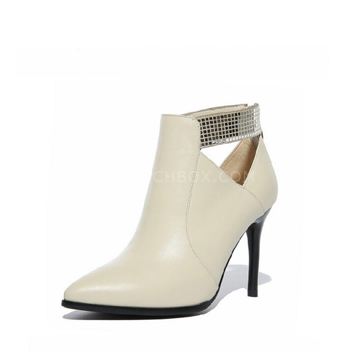 Pointed hollow out high with Martin boots