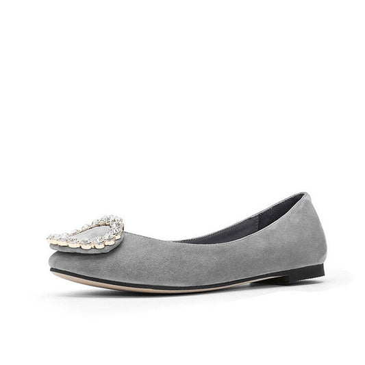 Buckle & Rhinestone Detail Flat Pumps Shoes