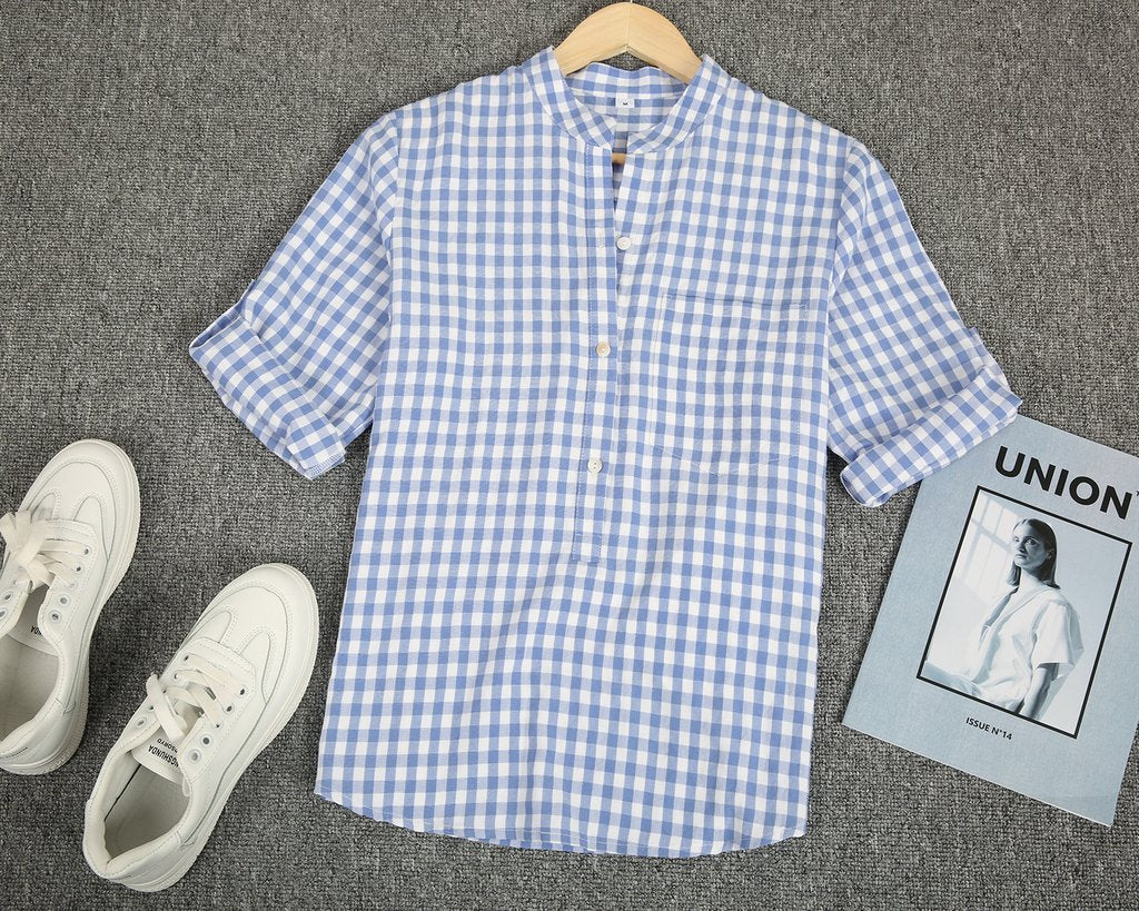 Preppy Plaid Print Short Sleeve Shirt