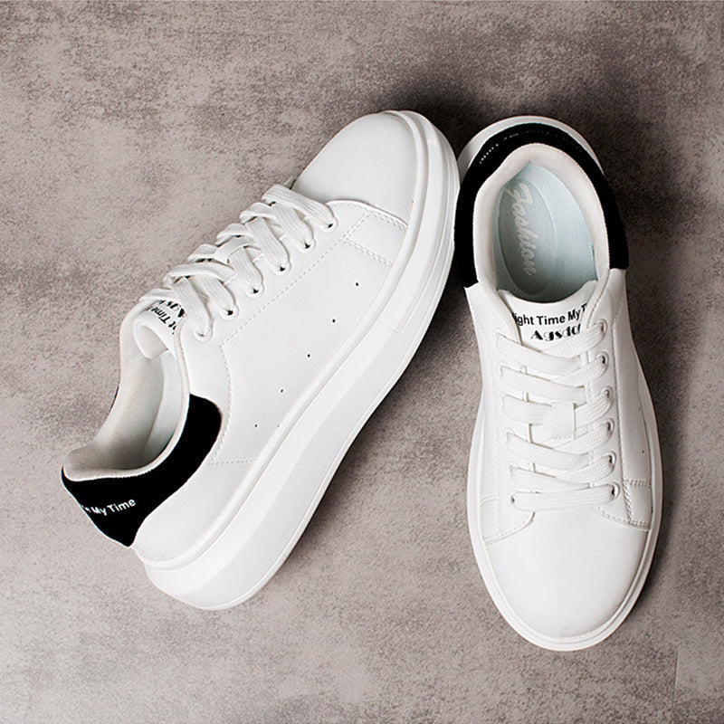 Women's White Platform Leather Shoes