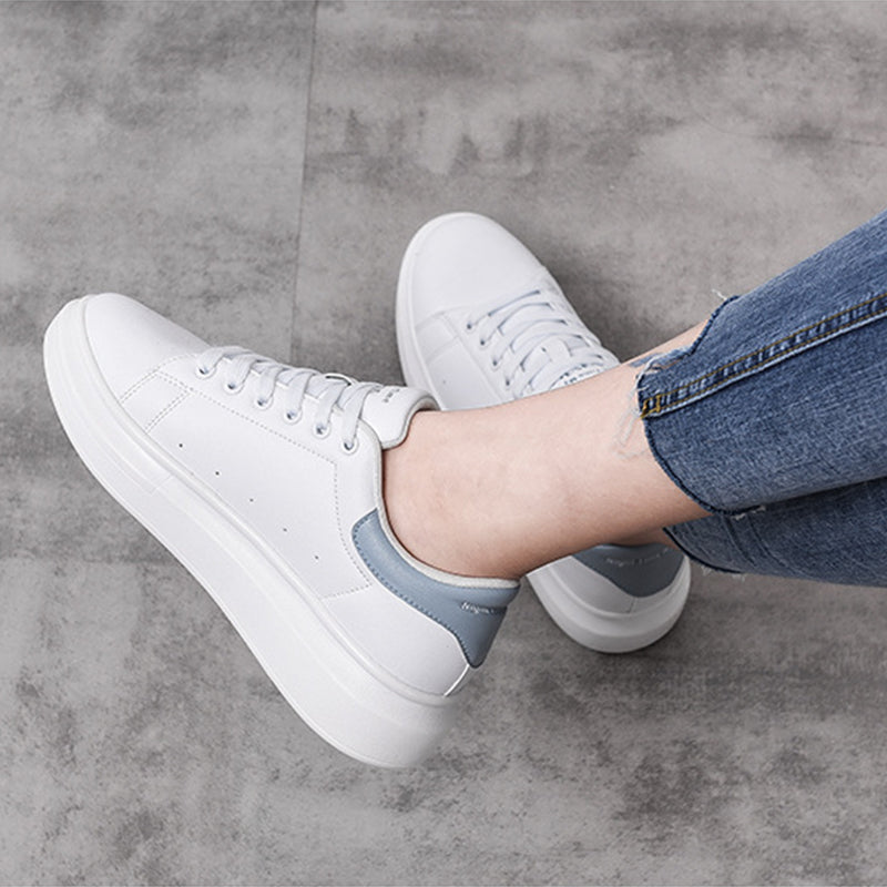 Women's White Platform Leather Shoes