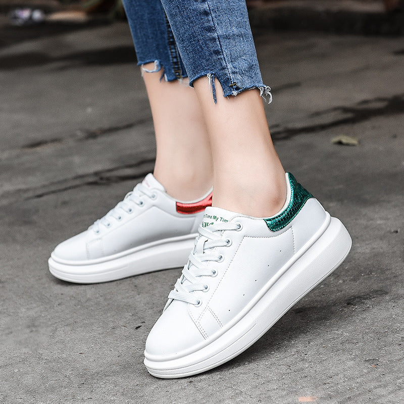 Women's White Platform Leather Shoes