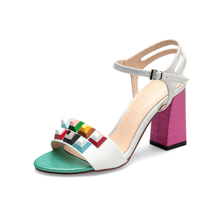 Oxfords high-heeled shoes with chunky heels