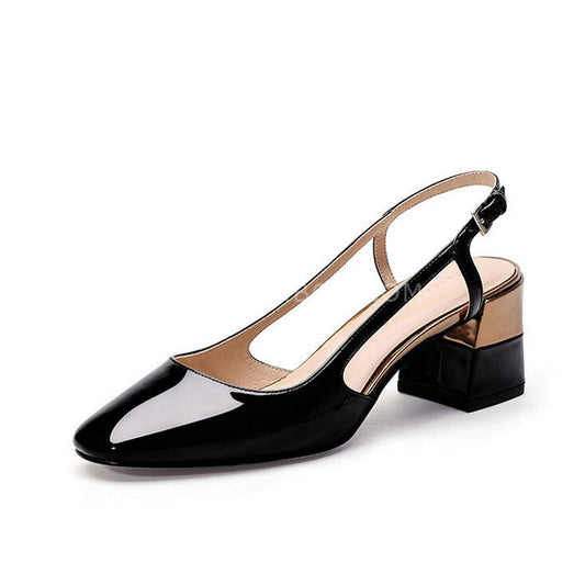 Round Toe Cingulate Block Heels