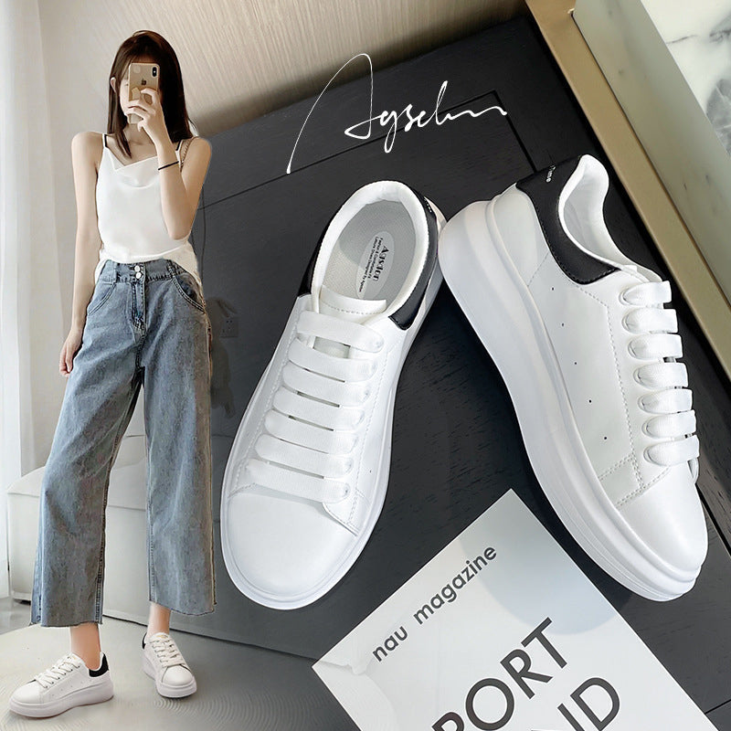 Women's White Platform Leather Shoes