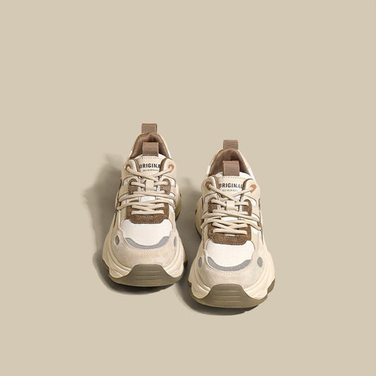 Women's Beige & Brown Color Block Casual Sneakers