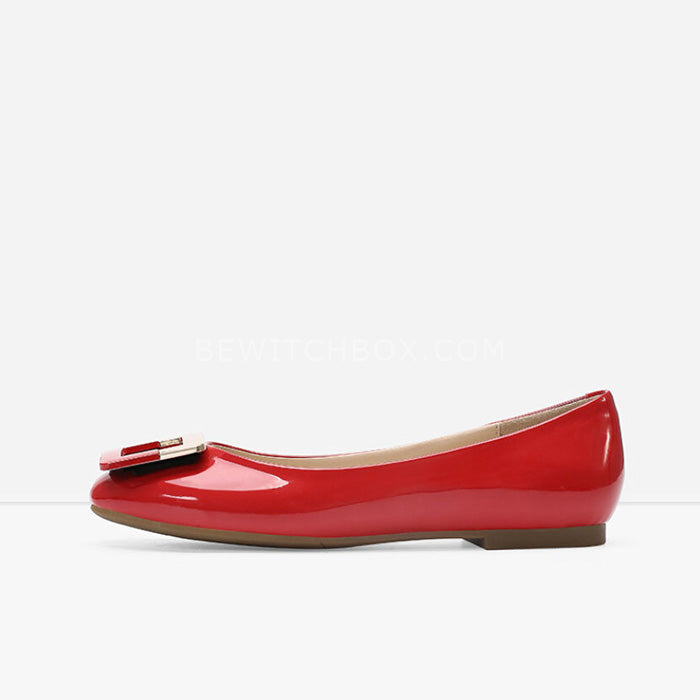Buckle Detail Square Toe Flat Shoes