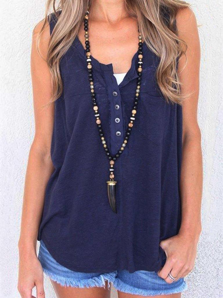 Casual V-Neck Sleeveless Top