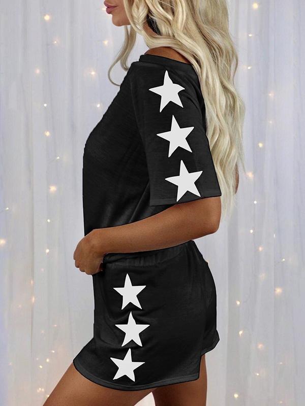 Modern Print Short Sleeve Two Piece Set