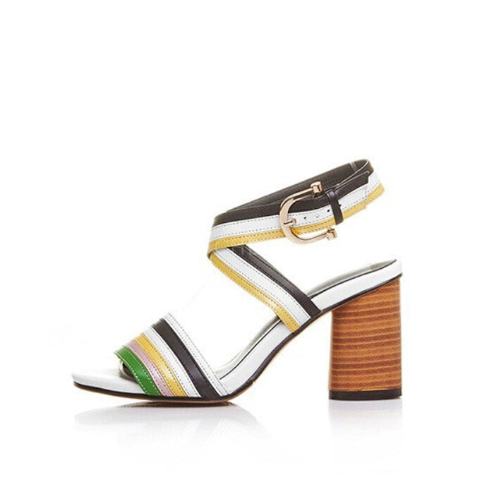 Stitching color open-toed sandals