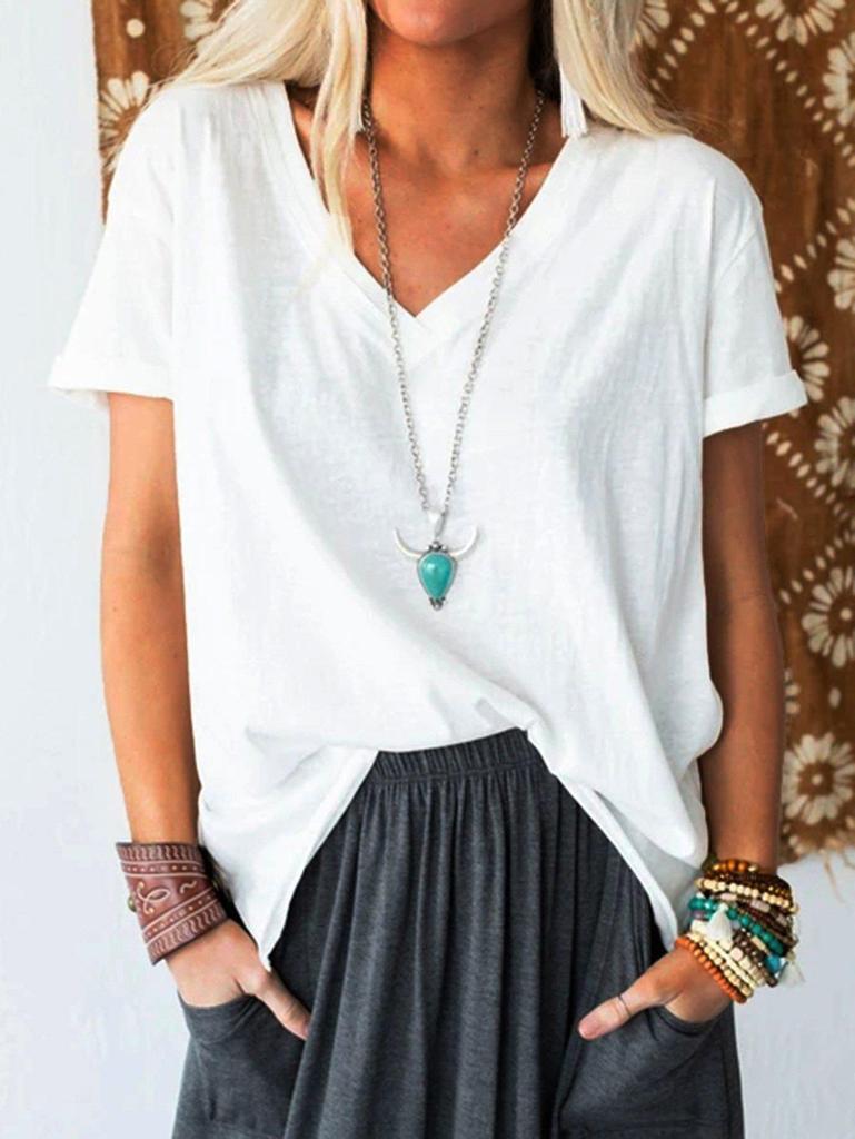 Basic Plain Short Sleeve Top