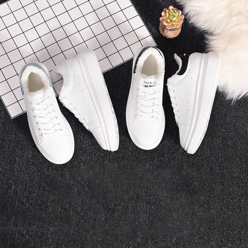 Women's White Platform Leather Shoes