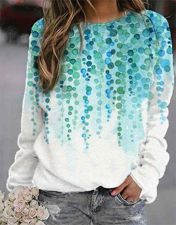 Basic Long Sleeve Printed Sweatshirt