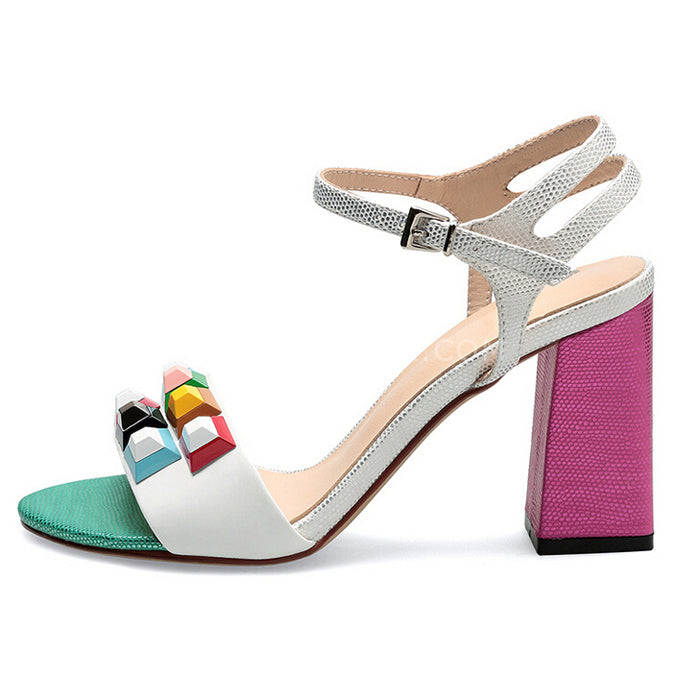 Oxfords high-heeled shoes with chunky heels