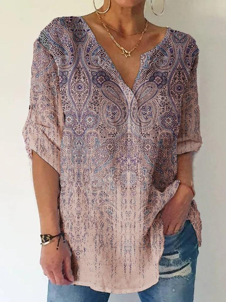 Chic Print Short Sleeve Top