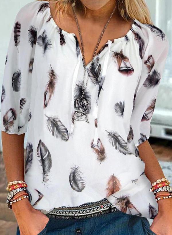 Elegant Print Short Sleeve Top