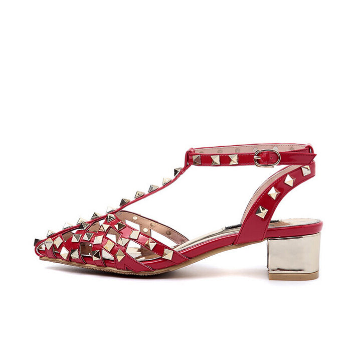 Rivet pointed high-heeled sandals