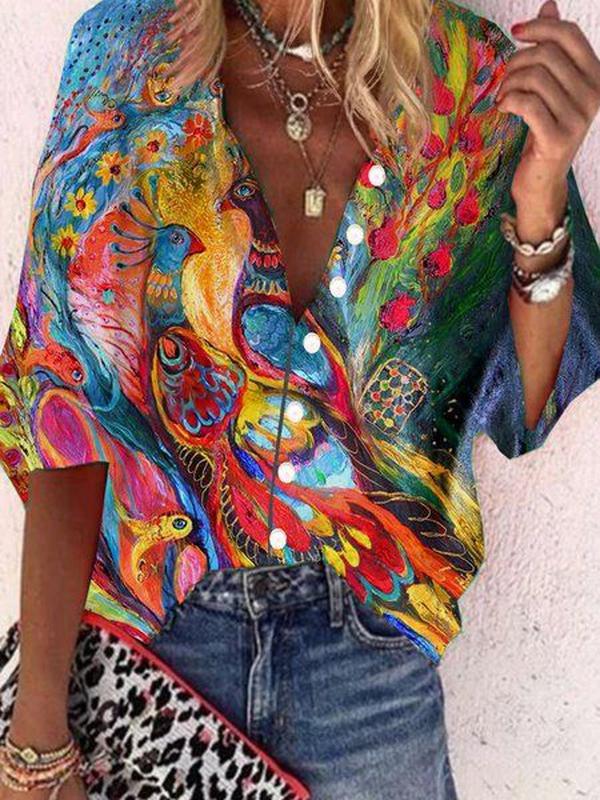 Attractive Print 3/4 Sleeve Top
