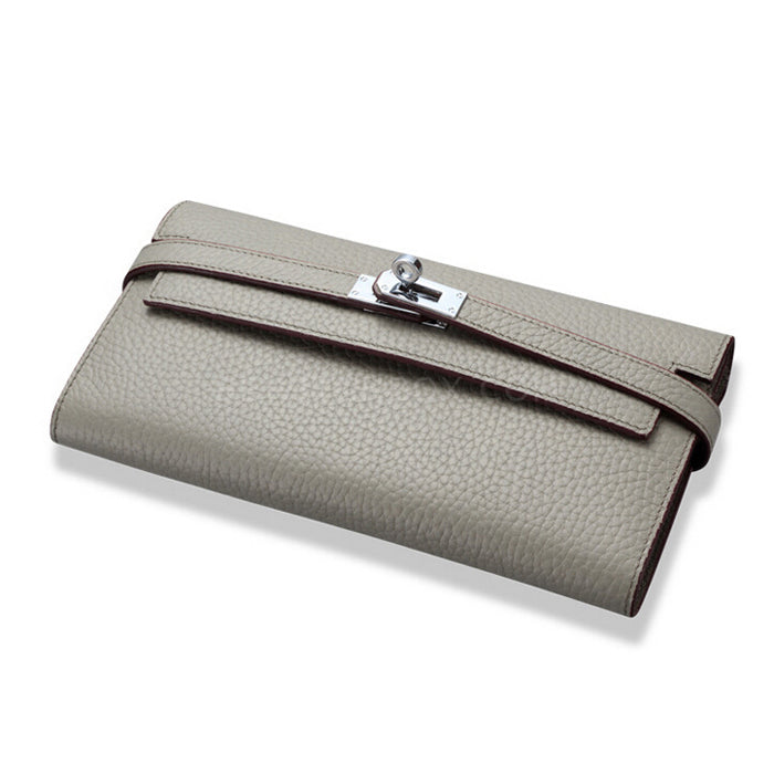 Leather buckles cross grain wallet