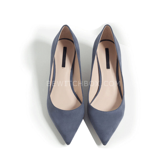 Pure color midi high-heeled shoes