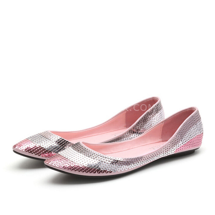 Pointed Toe Glitter Ballet Flats