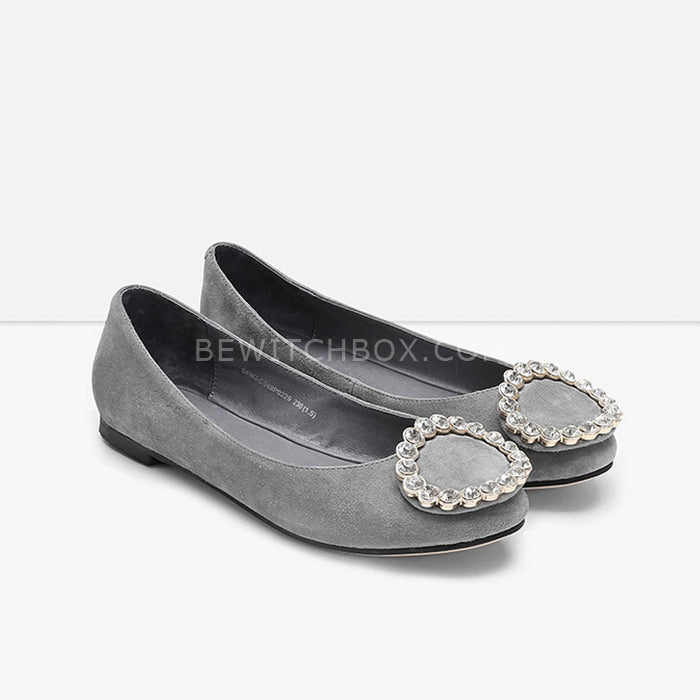 Buckle & Rhinestone Detail Flat Pumps Shoes