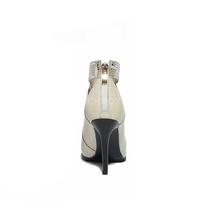 Pointed hollow out high with Martin boots