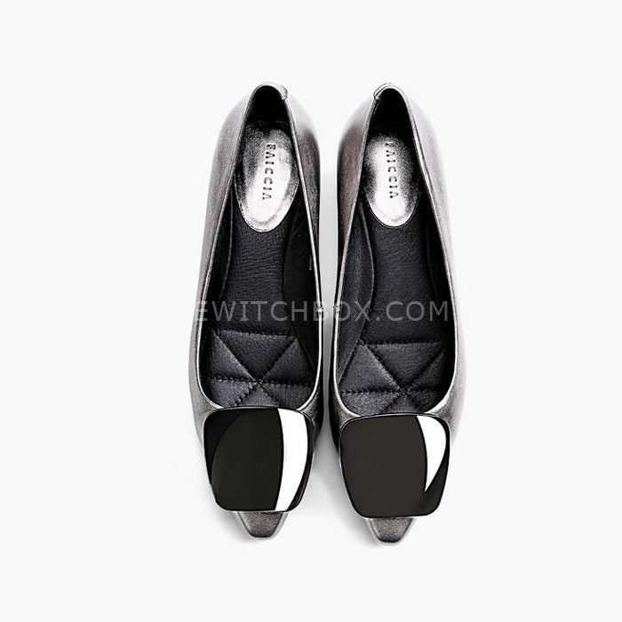 Pointed Toe Buckle Chunky Pumps