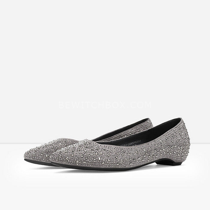 Rhinestone Detail Round Toe Pumps Shoes