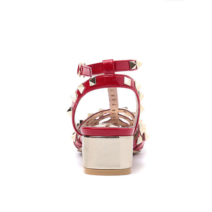 Rivet pointed high-heeled sandals