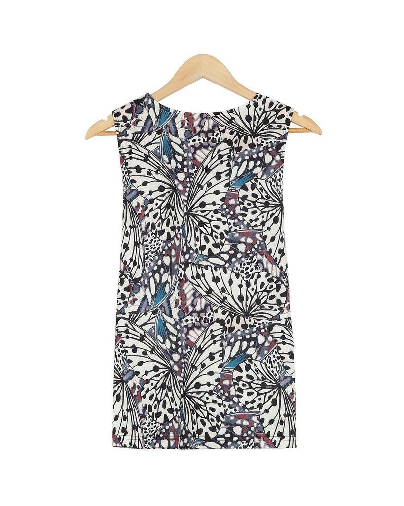 Retro V-Neck Print Sleeveless Top