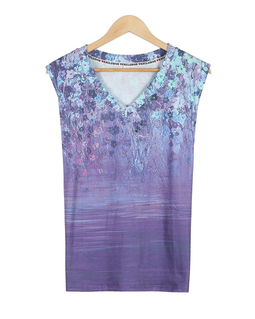 Stunning V-Neck Sleeveless Printed Top