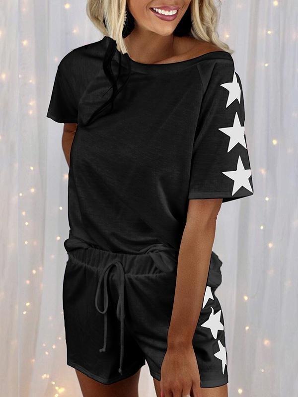 Modern Print Short Sleeve Two Piece Set