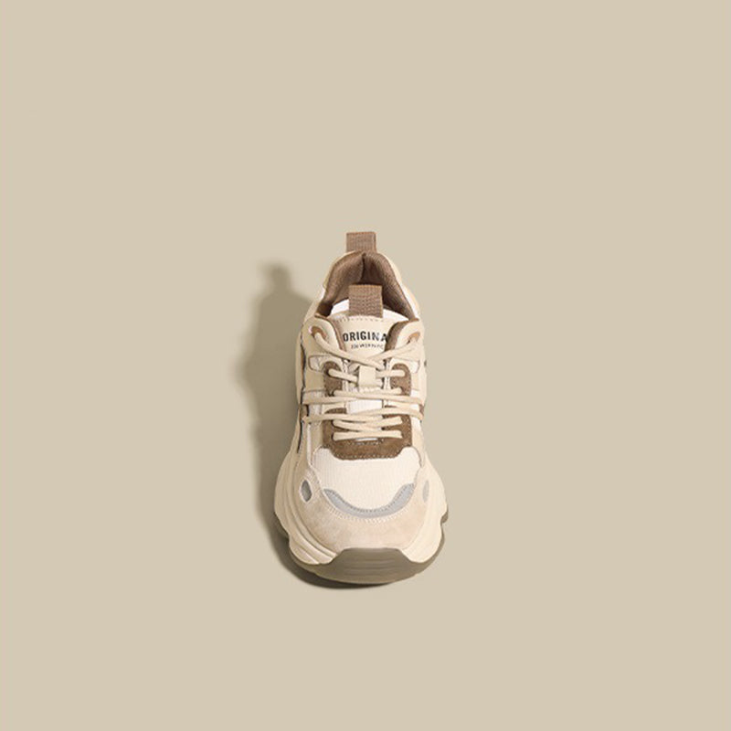 Women's Beige & Brown Color Block Casual Sneakers