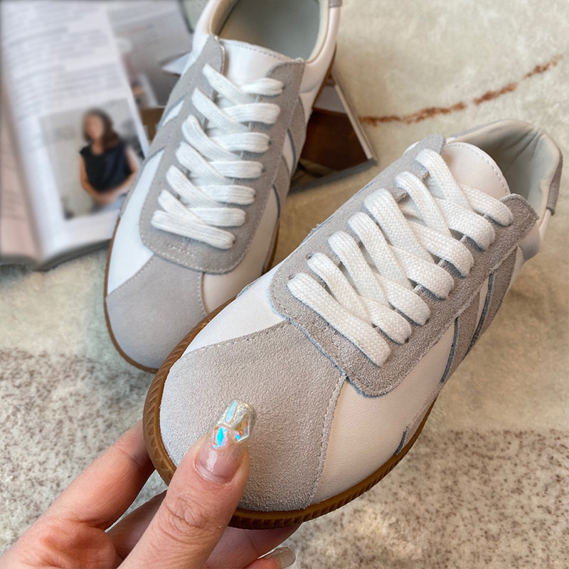 Women's Grey & White Nubuck Casual Sneakers
