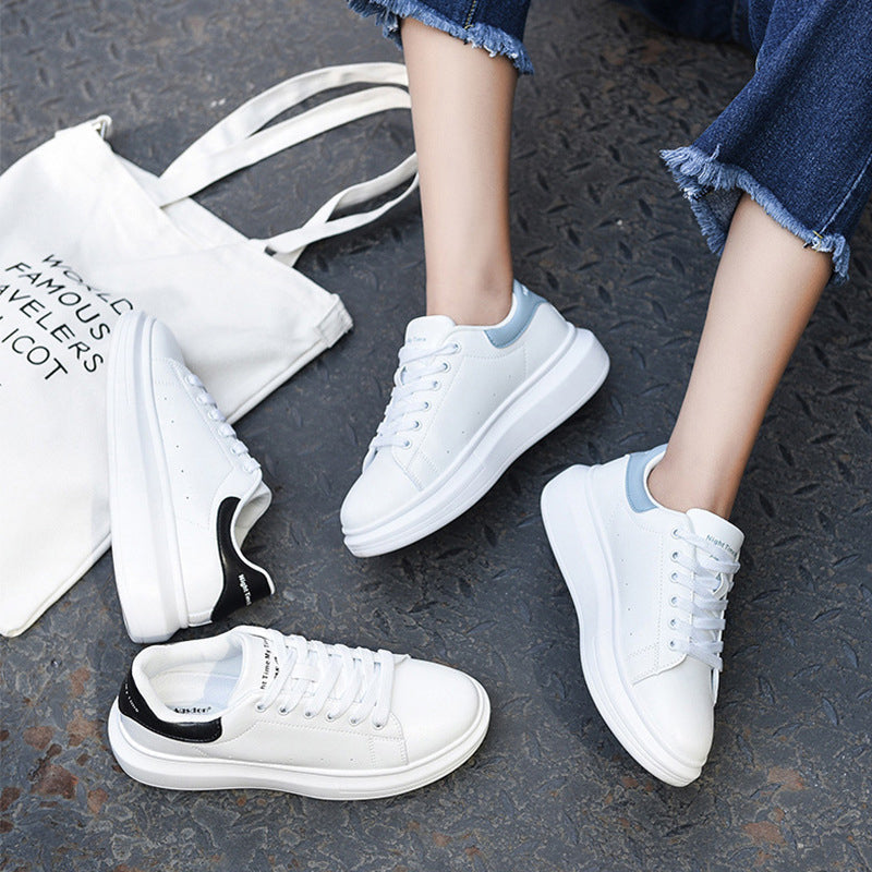 Women's White Platform Leather Shoes