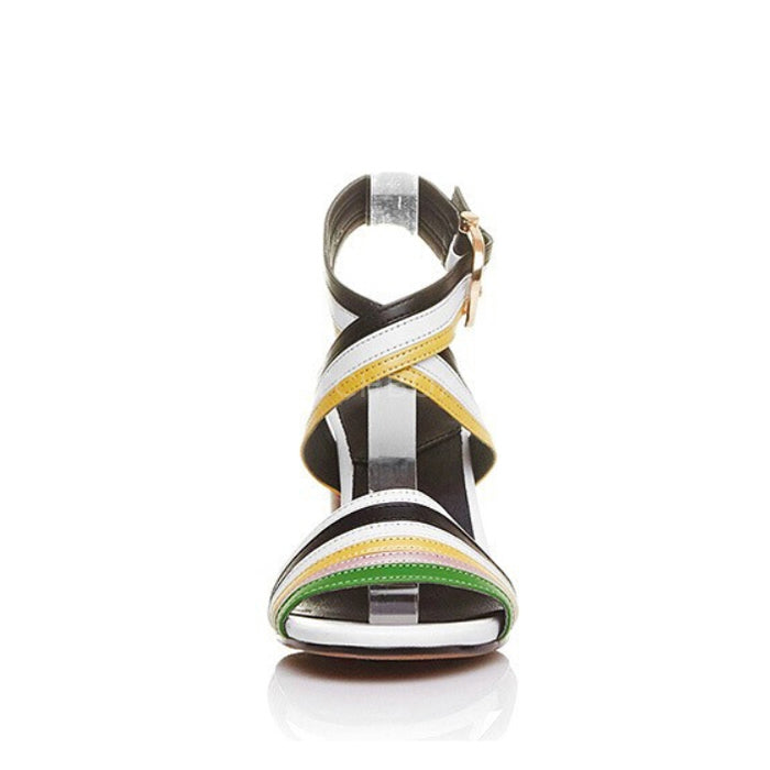 Stitching color open-toed sandals