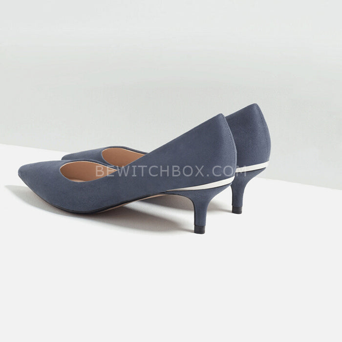 Pure color midi high-heeled shoes