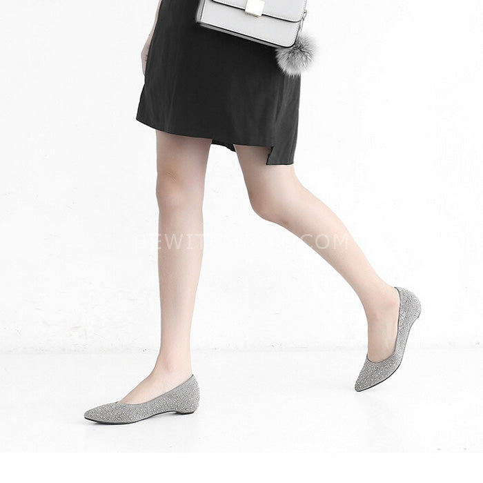 Rhinestone Detail Round Toe Pumps Shoes