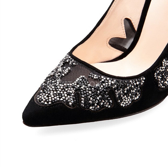 Suede high heels with floral printed