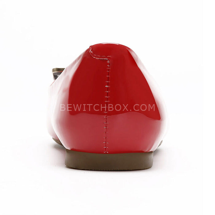Buckle Detail Square Toe Flat Shoes