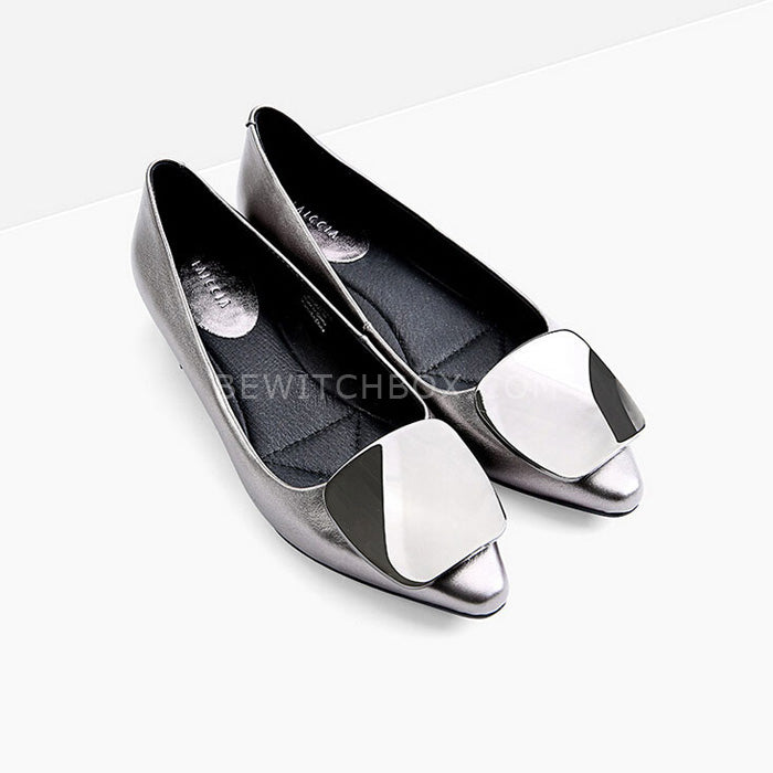 Pointed Toe Buckle Chunky Pumps